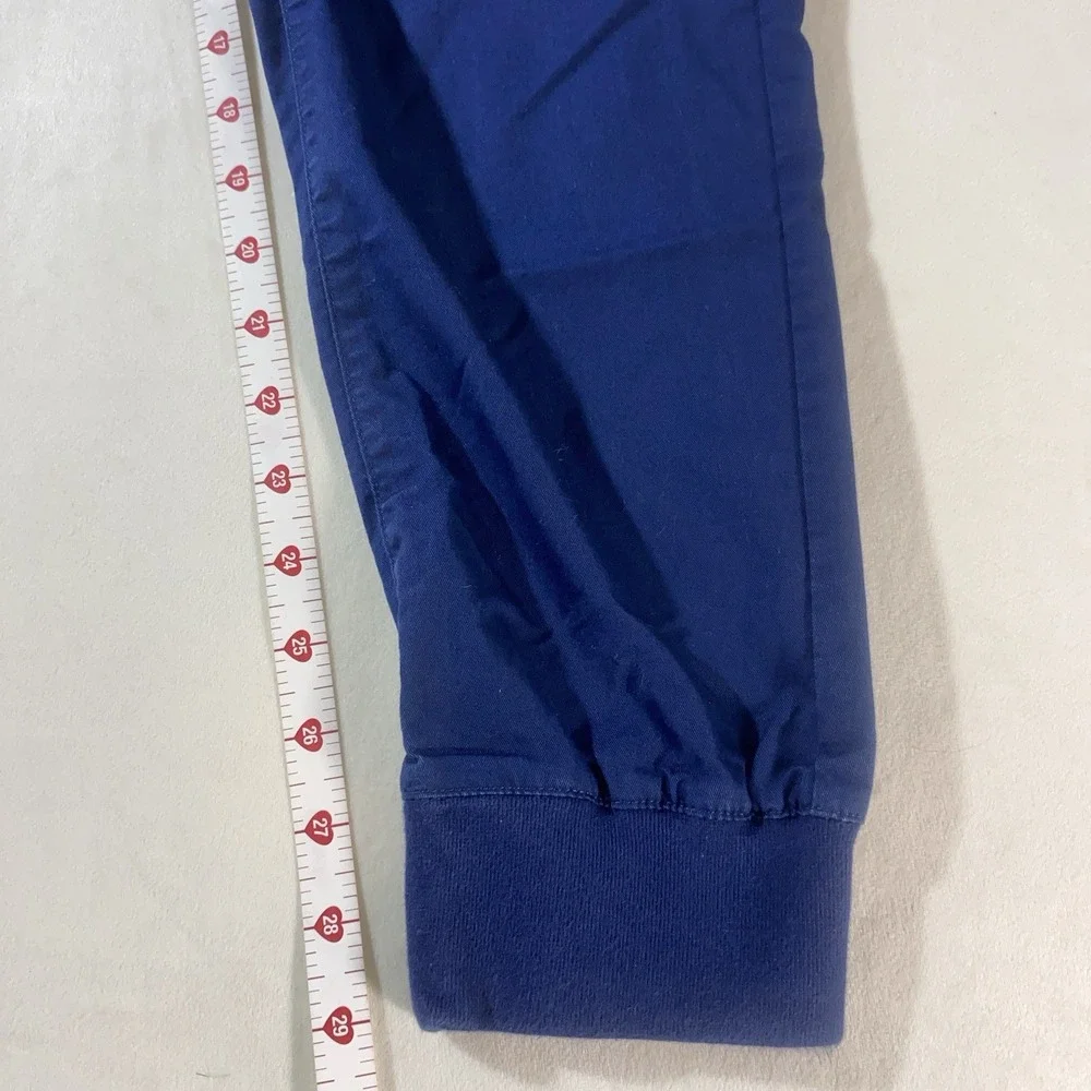 Nike Blue Jogger Pants Men's Medium Elastic Waist Cuffed Ankle Logo Zip‎ Fly